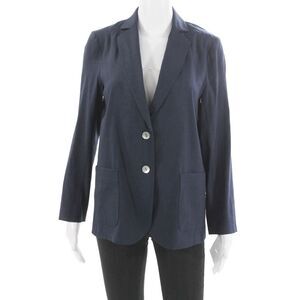 Estelle & Finn Women Blue Linen Blazer Long Sleeve Button Size 0